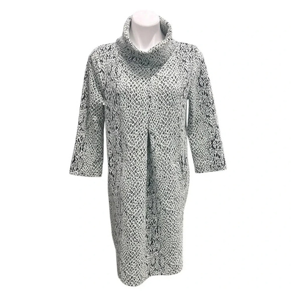 Tyler Boe Kim Knit Cowl Neck Abstract Snake Print Tunic Dress - Picture 5 of 11